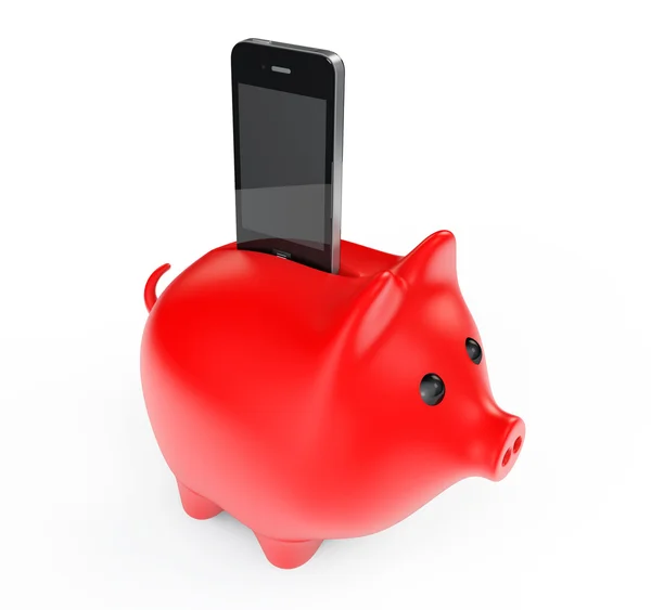 Piggy Bank with Mobile Phone — Stock Photo, Image