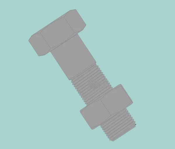 Flat Conceptual Illustration of Bolt and Nut — Stock Photo, Image