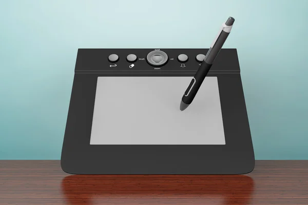 Oude stijl foto. Digitale grafisch Tablet met Pen — Stockfoto