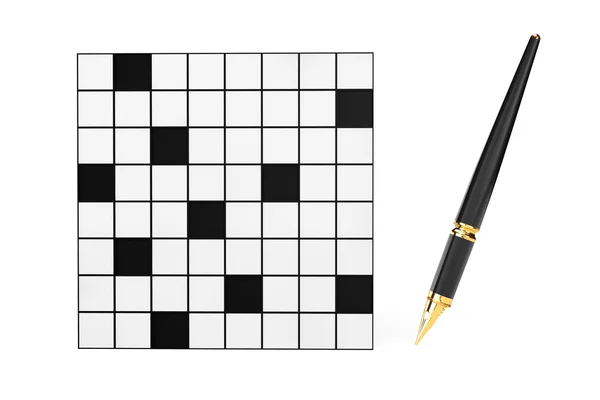 Abstract Blank Crossword with Fountain Writing Pen — Stock Photo, Image