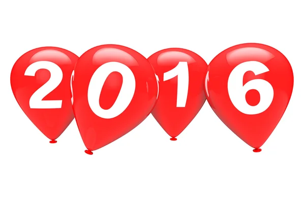 Nieuwjaar concept. Rode Kerstmis ballonnen met 2016 teken — Stockfoto