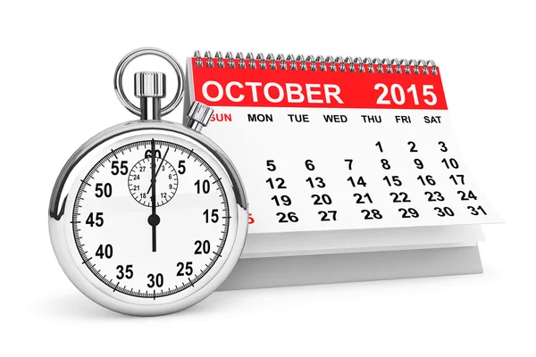 Października kalendarz z stoper — Zdjęcie stockowe