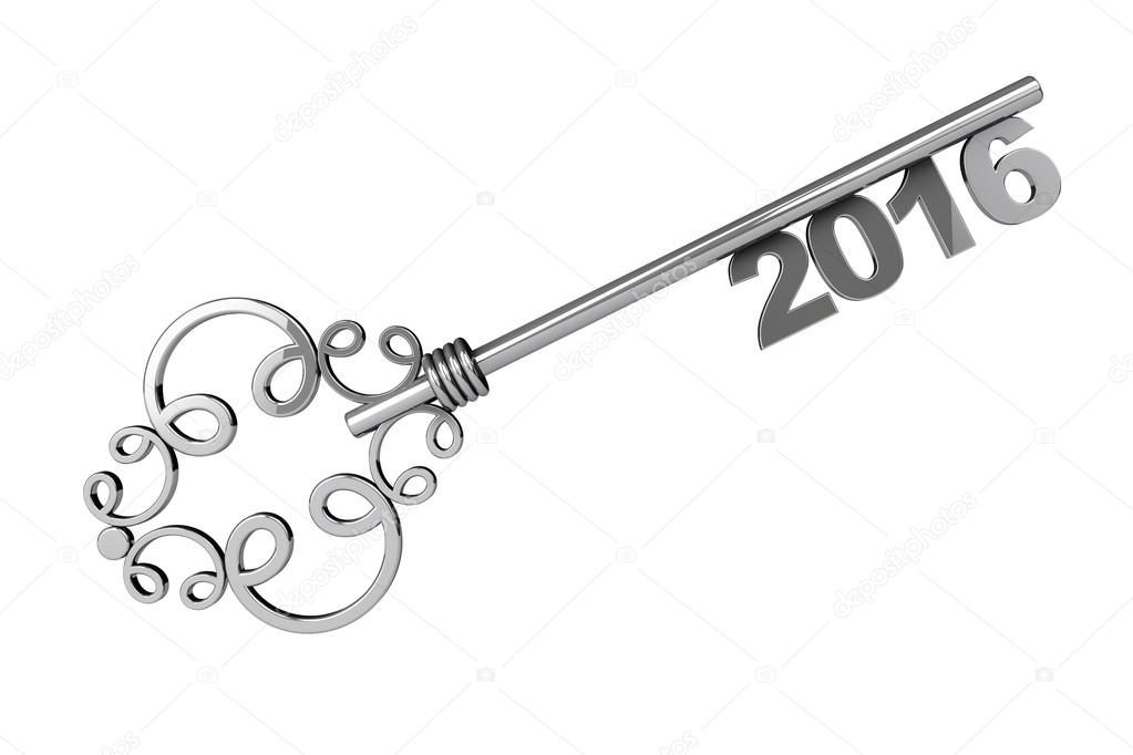 Vintage Key with 2016 year Sign 