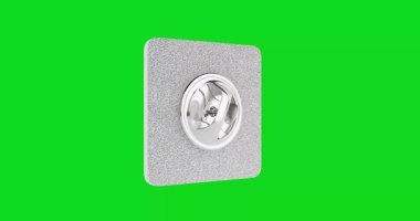 4k Çözünürlük Videosu: Gümüş Metal Rozet İğnesi. Boş Meydan Gümüş Yakalı Pin Mandalı Güvenliksiz Döndürülmüş Yeşil Ekran Arkaplanda Alfa Matte ile Döndürülen