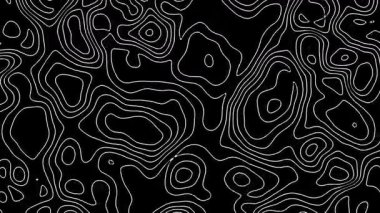 Sosyal Medya için 4k Çözünürlük Dikey Videosu: Haritalama ve Keşfetme Kavramı. Soyut Beyaz Topografik Bağlantı Hatları Siyah Arkaplanda Kusursuz Döngü