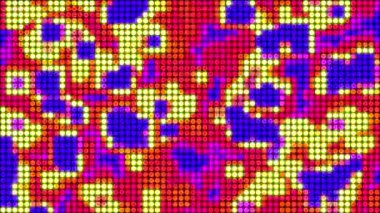 4k Çözünürlük Videosu: Parlayan Led Noktalarından Yapılan Canlı Soyut Arkaplan. Kusursuz Döngülü Renkli Mozaik Mor, Kırmızı, Sarı ve Pembe Şablon 