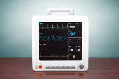 Eski stil fotoğraf. Sağlık taşınabilir kalp donatı izleme