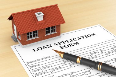 Loan Application Form with House and pen clipart