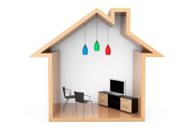 Sandalye ahşap eve anahattaki ile LCD Tv