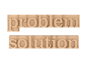 Vintage wood type Printing Blocks with Problem and Solution Slog clipart