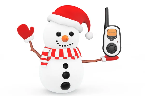 Snowman with Portable radio transceiver — Stock Photo, Image