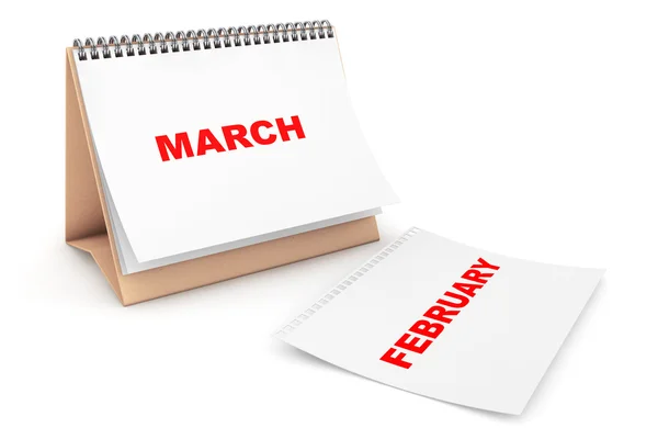 Calendário dobrável com mês de março página — Fotografia de Stock