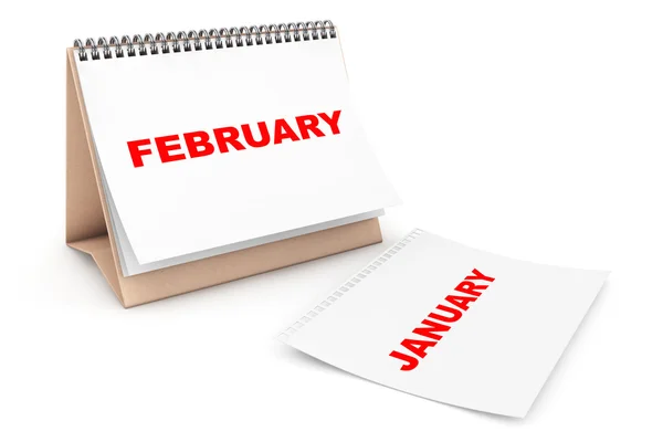 Calendario plegable con página del mes de febrero —  Fotos de Stock