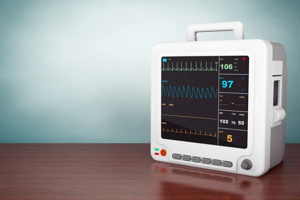 Foto de estilo antigo. Equipamentos portáteis de monitorização cardíaca para cuidados de saúde — Fotografia de Stock