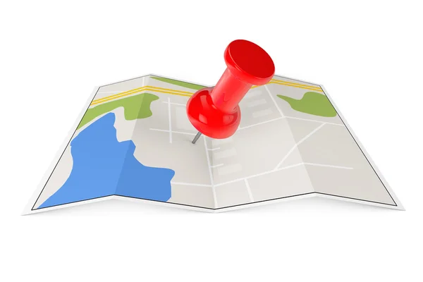 Folded Abstract Navigation Map with Pin — Stock Photo, Image