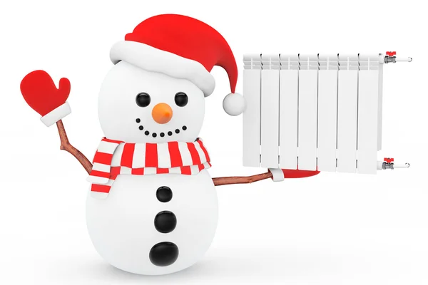 Snowman with Heating Radiator — Stock Photo, Image