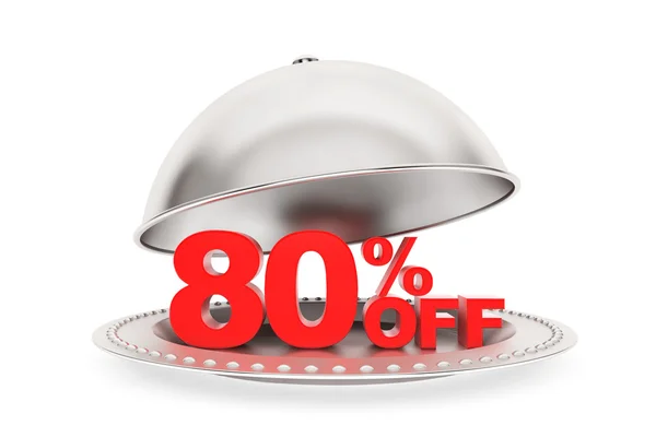 Restaurant cloche with 80 percent off Sign — Stock Photo, Image