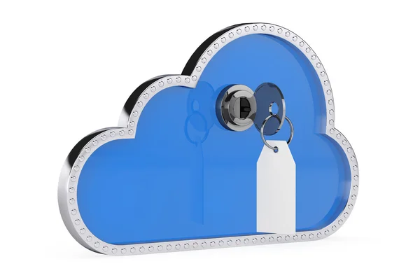 Internet-Sicherheitskonzept. 3D Cloud mit Schlüssel und Schloss — Stockfoto