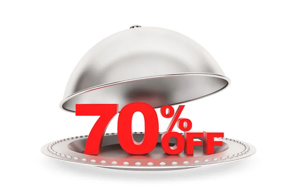 Restaurant cloche with 70 percent off Sign — Stock Photo, Image