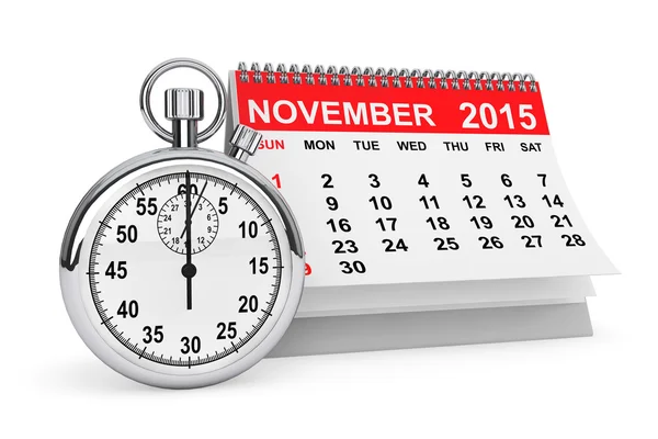 2015 November kalender med stoppur — Stockfoto