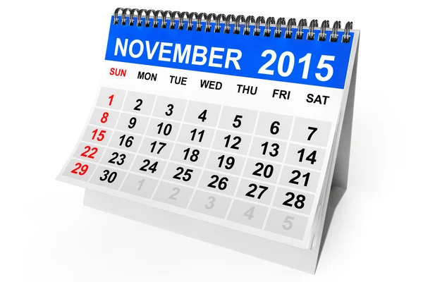 Календар листопада 2015 — стокове фото