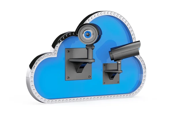 Концепція безпеки Інтернету. 3D хмара з камери безпеки — стокове фото