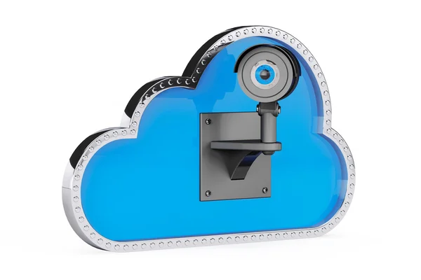 Concetto di sicurezza Internet. 3d Cloud con telecamera di sicurezza — Foto Stock