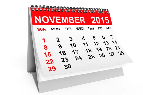Kalendář listopad 2015 — Stock fotografie