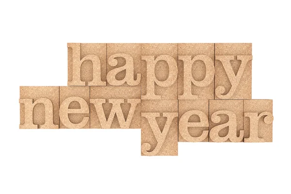 Holzdruckblöcke mit dem Slogan "Frohes neues Jahr" — Stockfoto
