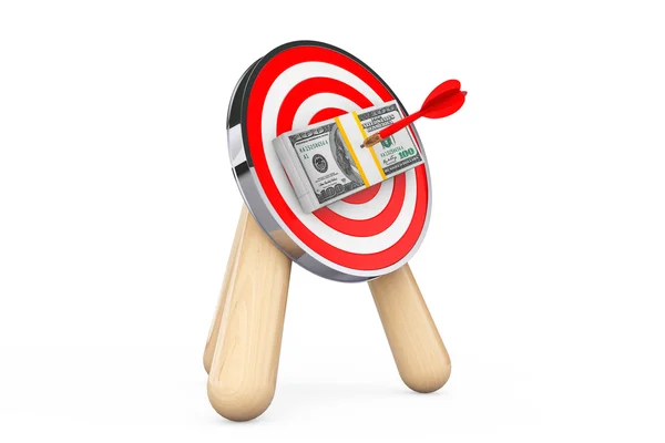 Dollar sedlar i centrum för bågskytte mål — Stockfoto