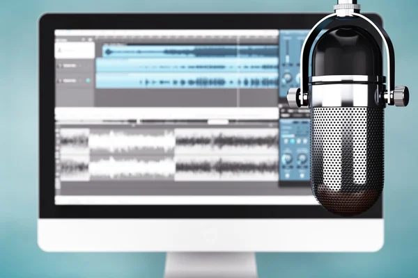Koncepcja Studio nagrywania muzyki. Mikrofon Condencer — Zdjęcie stockowe