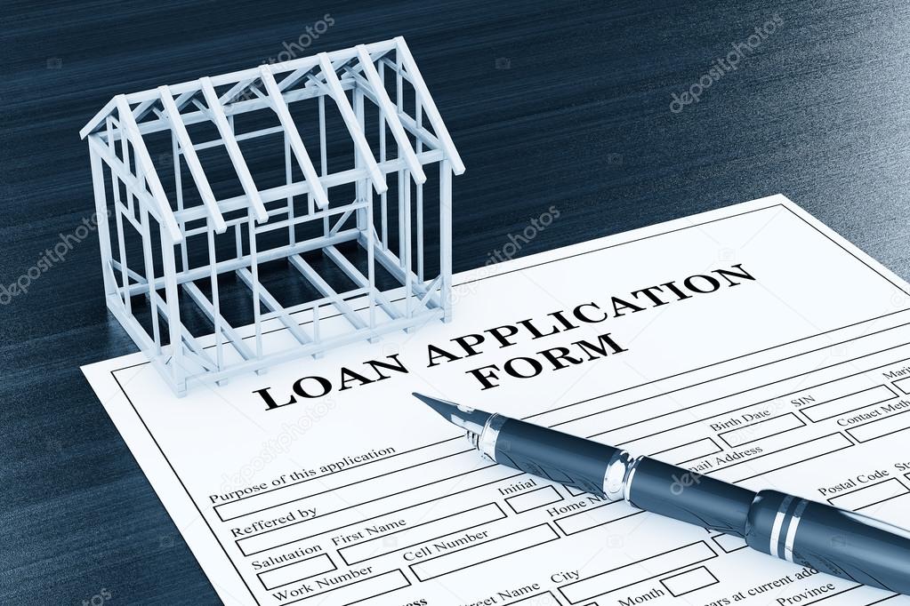 Loan Application Form with House Frame and pen