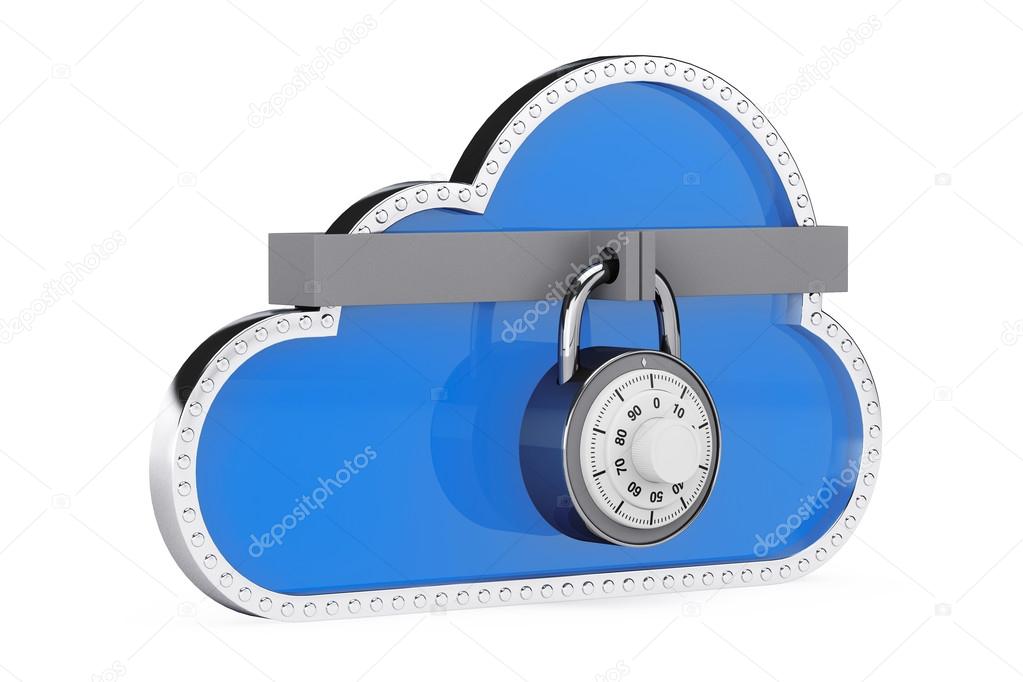 Internet Security Concept. 3d Cloud with Padlock