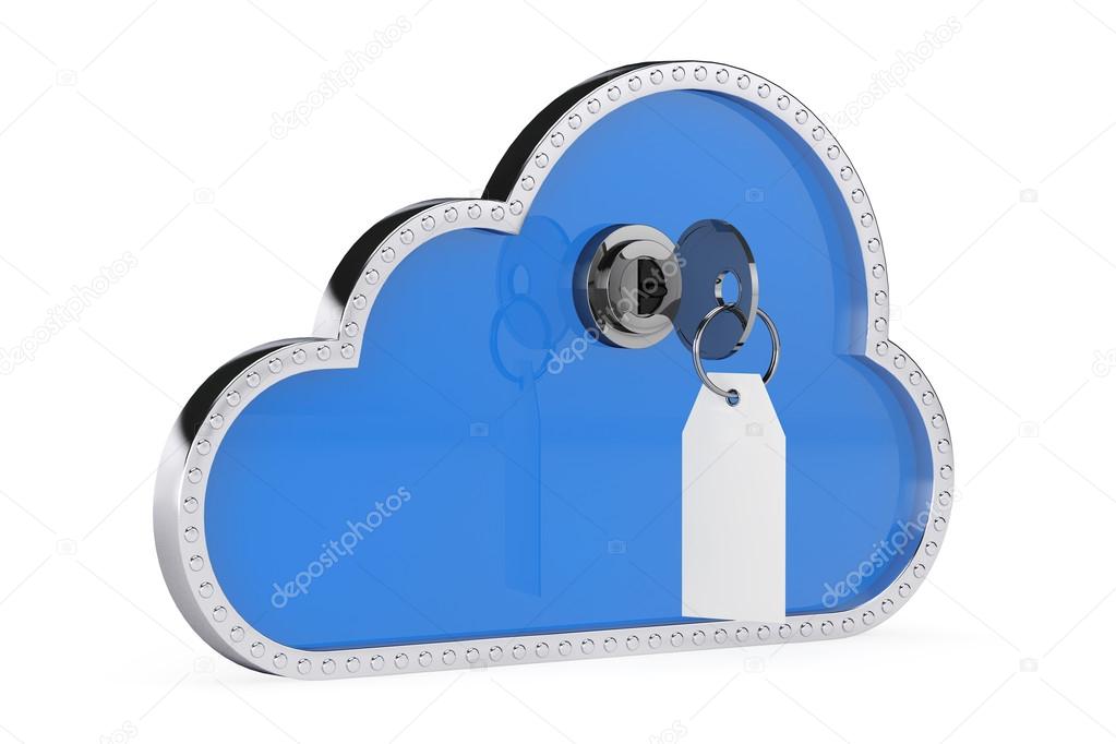 Internet Security Concept. 3d Cloud with Key and Lock