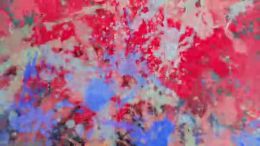 4k Çözünürlük Videosu: Yaratıcı İfade Kavramı. Renkli Soyut Boya Kırmızı, Mavi, Pembe ve Bej renksiz Döngüsü Artistik Grunge Arkaplanında