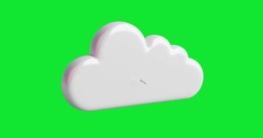 4k Çözünürlük Videosu: Bulut Hesaplama ve Bakım Konsepti. Metalik Kıvrımlı Beyaz Bulut Simgesi Yapılandırmayı Sembolize Ediyor Ve Teknik Destek Kusursuz Döngüsüz Döngülü Çevirimli Alfa Matte ile Yeşil Ekran Arkaplanı Canlandırıyor