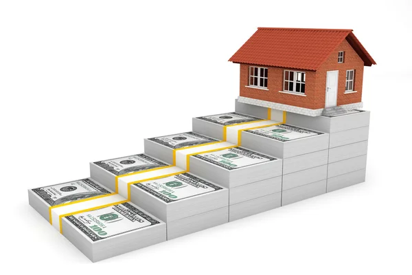 Real Estate businessconcept. Huis via geld Stack — Stockfoto