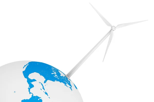 在地球全球风力发电机组 — 图库照片
