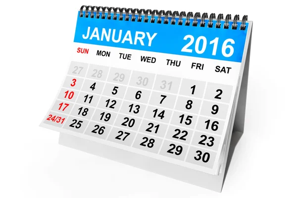 Календар січня 2016 — стокове фото