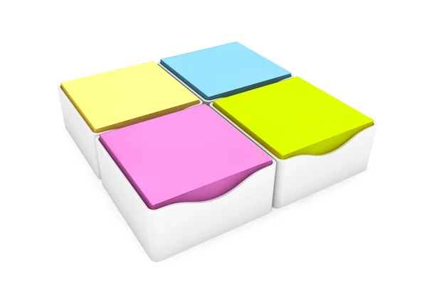 Multi Coloured Sticky Notes Stickers with a Holder Cases — Stock Photo, Image