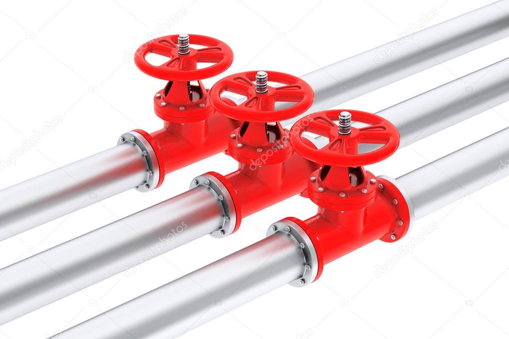 Valves with gas pipelines