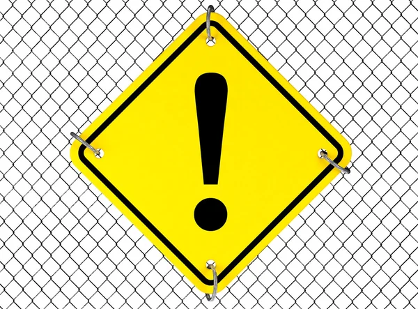 Warning Sign with Wired Fence — Stock Photo, Image