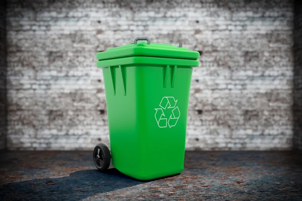 Green Garbage Trash Bin — Stock Photo, Image
