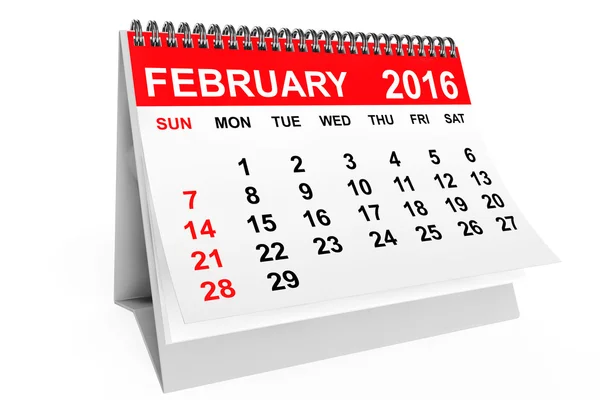 Calendar February 2016 — Stock Photo, Image