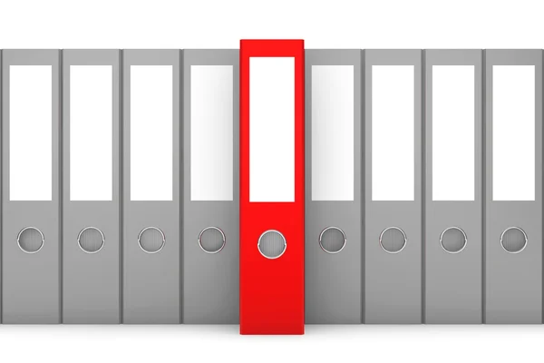 Archive Folders Row with one Red Standing Out — Stock Photo, Image