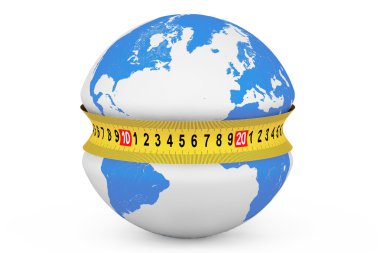 Küresel diyet kavramı. Teyp ölçme ile dünya Küre