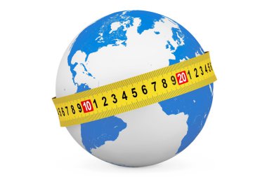 Küresel diyet kavramı. Teyp ölçme ile dünya Küre