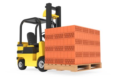 Palet üzerinde tuğla ile forklift kamyon