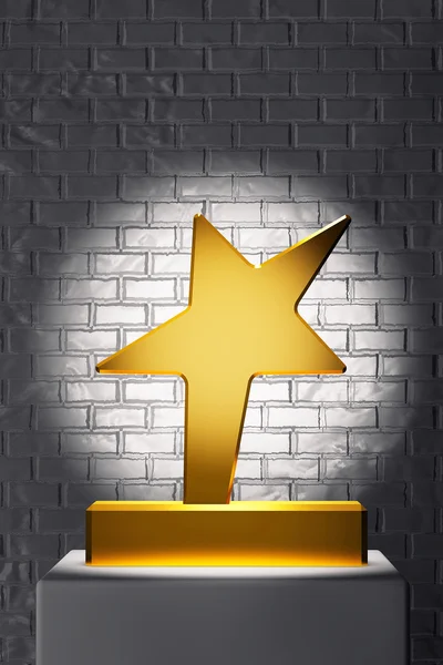 Golden Star Trophy over White Stand — Stock Photo, Image