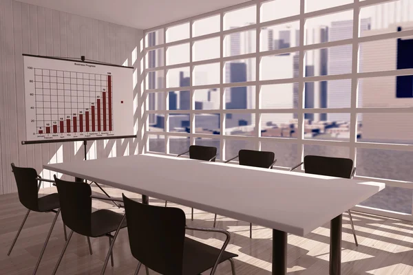 Projektionsfläche, Tisch und Stühle im Büro — Stockfoto